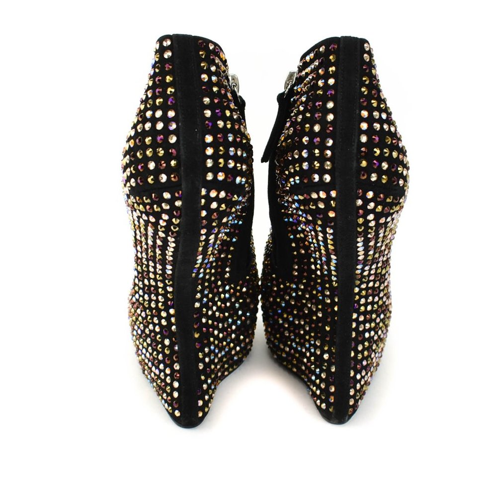GIUSEPPE ZANOTTI: Black Leather & Crystals Booties - Picture 7 of 10
